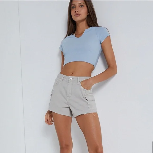 NWT Pacsun Light Gray Ultra High Rise Cargo Short 25 - Picture 2 of 11
